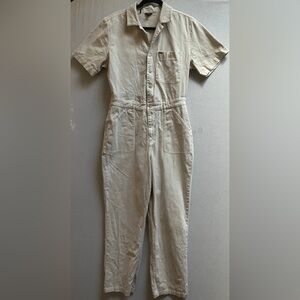 Buffalo David Bitton Cream Utility Romper Short Sleeve Jumpsuit Boiler Suit M